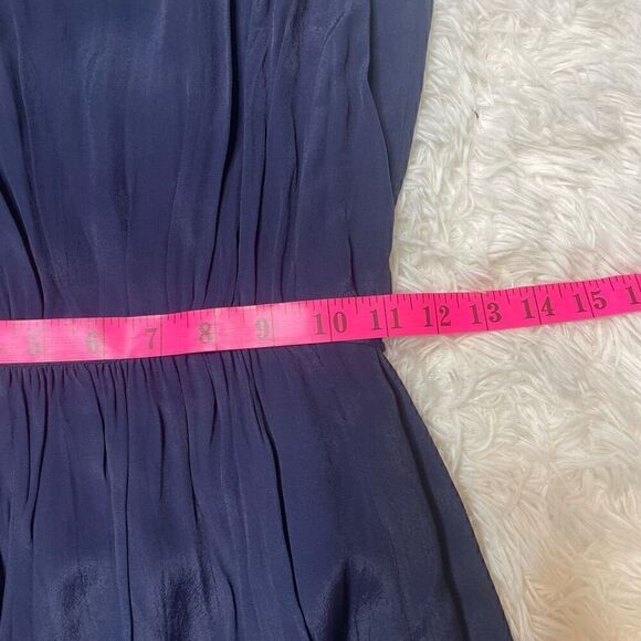 Massimo Dutti Maxi Dress Bridesmaid Flowy Lightweight Sleeveless Size XS Navy Bl - Picture 14 of 15